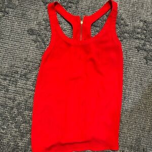 Red Sleeveless Women's Top Gold Zipper Back